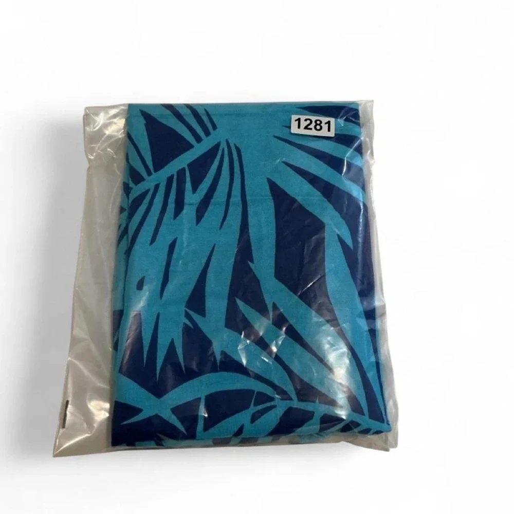 Unbranded Kaftan Top Womens‎ L Blue Turquoise Like New Tropical Palm Tassels